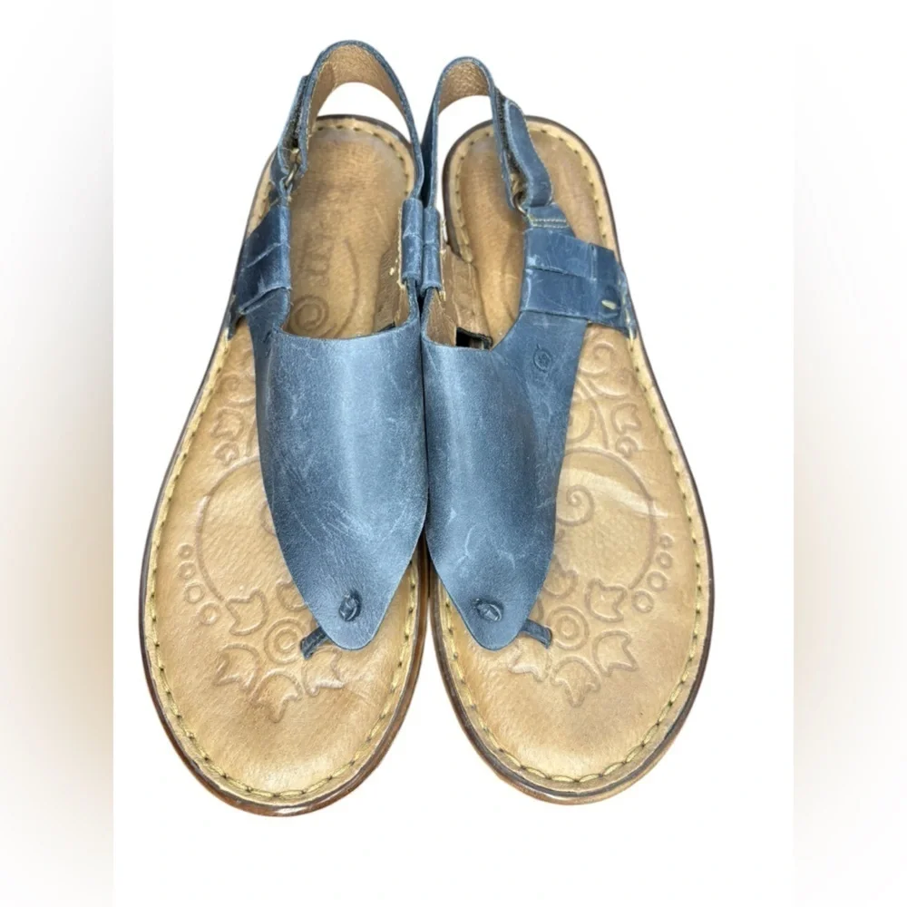 Born Women's Size 10 Blue Brown Leather Strappy Slingback Comfort Sandals used - Picture 4 of 9